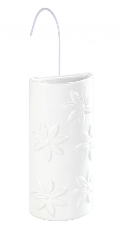 Umidificator cu agatare pe calorifer, Wenko, Flowers, 9 x 4 x 9 cm, ceramica, alb