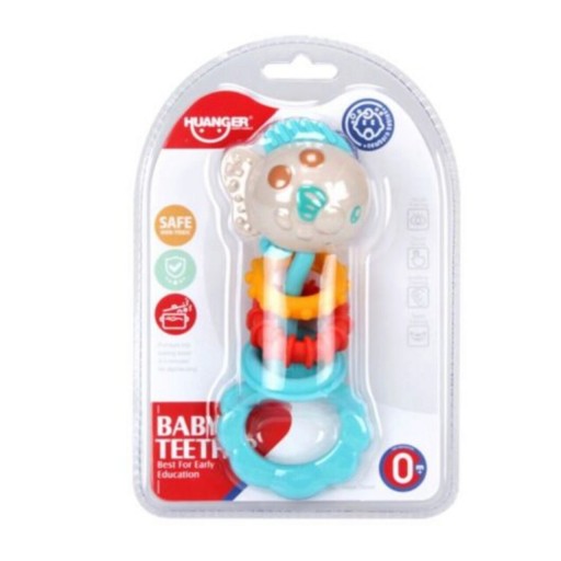 Jucarie pentru dentitie copii, Rattle Toys, HE0137, 0M+, silicon/plastic, multicolor