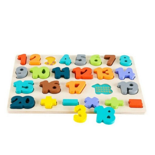 Puzzle incastru din lemn cu numere de la 1 la 20, 26 bucati, Phoohi, PH07J012, multicolor