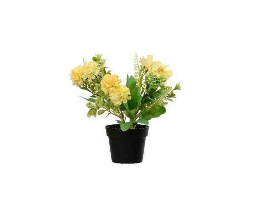 Floare artificiala in ghiveci Hydrangea, Decoris, Ø18 x 24 cm, poliester/plastic, galben