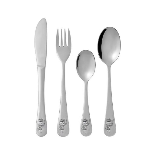 Set tacamuri pentru copii 4 piese, model print Vica, Ambition Junior, inox, argintiu