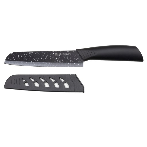 Cutit santoku Skiv, Ambition, 15 cm, ceramica/plastic, negru