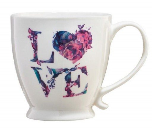 Cana model litere florale Love Letters, Ambition, 480 ml, portelan, multicolor