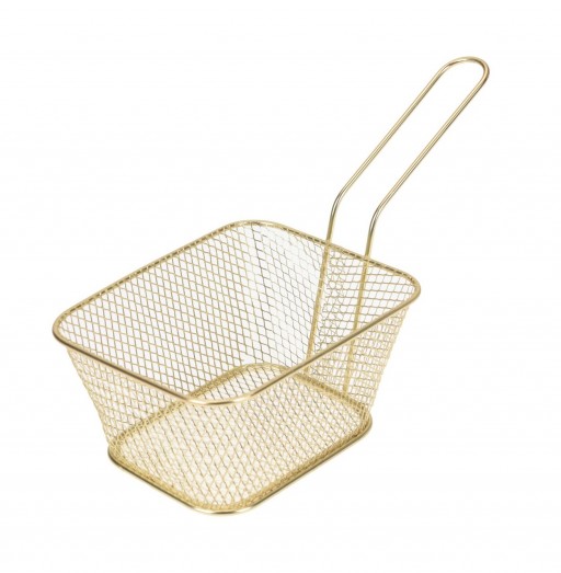 Cos de prajit cartofi Excellent Houseware, 23x11x13.5 cm, otel cromat, auriu