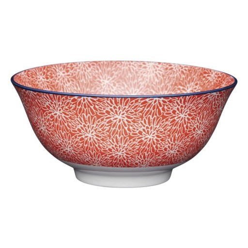 Bol roșu din ceramică Kitchen Craft Floral, ø 16 cm