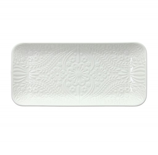 Platou Ornament, Tognana Porcellane, 25x12 cm, portelan, alb