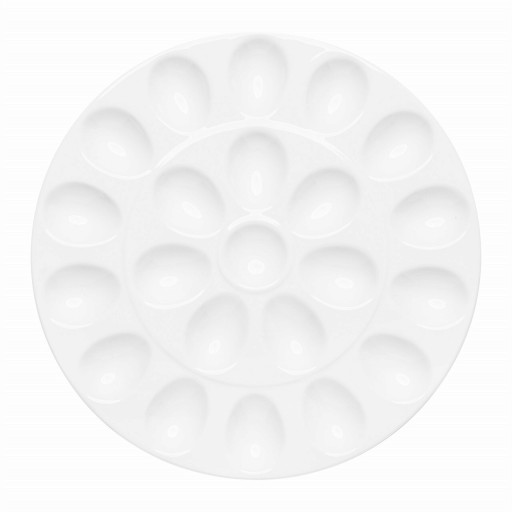 Platou decorativ pentru oua Salsa, Ambition, 26 cm, portelan, alb