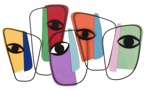 Decoratiune de perete Eyes -B, Mauro Ferretti, 120x72 cm, fier, multicolor