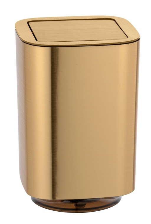 Cos de gunoi pentru cosmetice, Wenko, Auron, 5.5 L, 25.5 x 17.2 x 17.2 cm, plastic, auriu