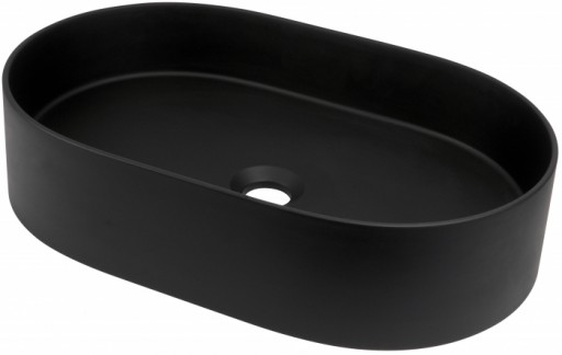 Lavoar pe blat compozit negru Deante Silia, oval, 55 cm