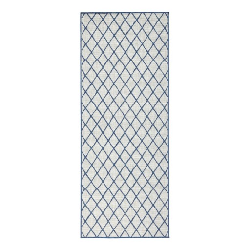 Covor adecvat pentru exterior NORTHRUGS Malaga, 80 x 350 cm, albastru - crem