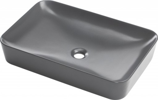 Lavoar pe blat antracit mat 60 cm, dreptunghiular, Deante Tess