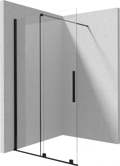 Paravan dus sticla securizata walk-in cu usa glisanta, 100x195 cm, negru mat, Deante Prizma
