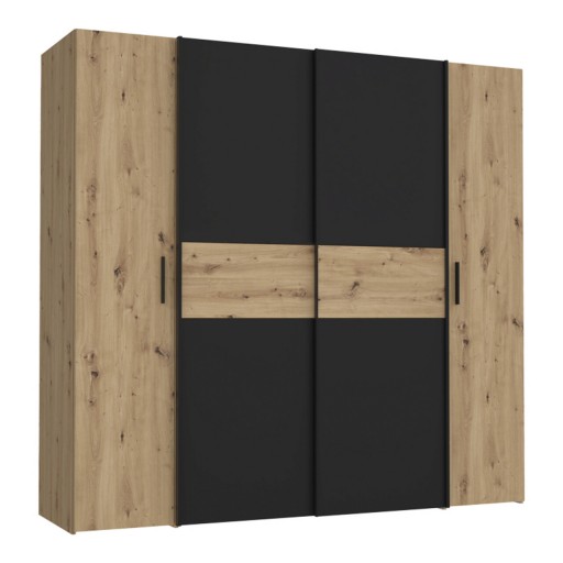 Dulap pentru haine Bekerk, Pakoworld, 200x61.5x190.5 cm, PAL melaminat, maro/negru