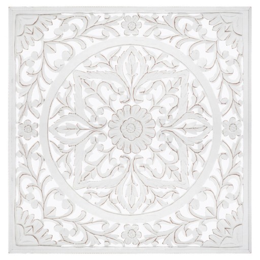 Decoratiune de perete Fanny, Pakoworld, 90.5x90.5 cm, MDF, alb