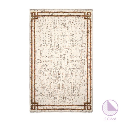 Covor cu doua fete PWC-0045, Pakoworld, 120x180 cm, bumbac, alb/roz/bej