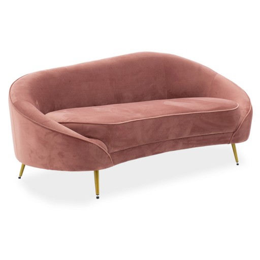 Canapea 3 locuri Amora, Pakoworld, 180x81x77 cm, catifea, roz vintage/auriu
