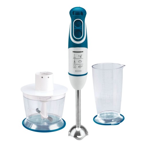 Blender de mana, Heinner, multifunctional, 600 W, 5 viteze, albastru