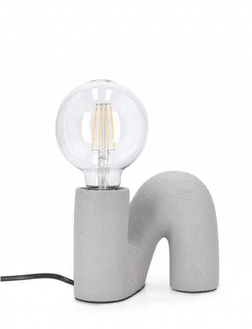 Lampa de masa Jael, Bizzotto, 14.5x11x12.5 cm, 1 x E27, ceramica/sticla, gri