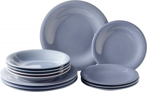 Set de masa 12 piese, Like Villeroy &amp; Boch, Color Loop Horizon, portelan premium, albastru
