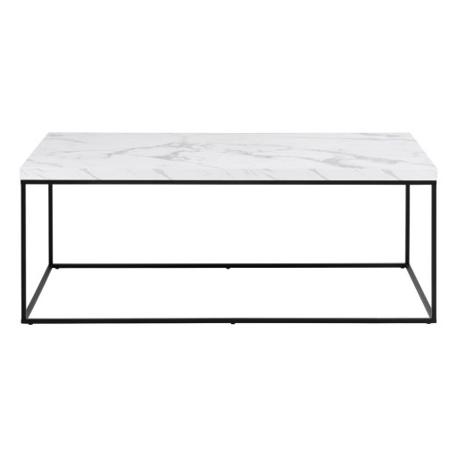 Măsuță de cafea albă cu blat cu aspect de marmură 55x110 cm Barossa – Actona