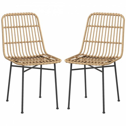 HOMCOM Set 2 Scaune pentru Bucătărie și Living Stil Boho, Scaune Moderne din PE Ratan și Oțel, 45x57x83 cm, Galben | Aosom Romania