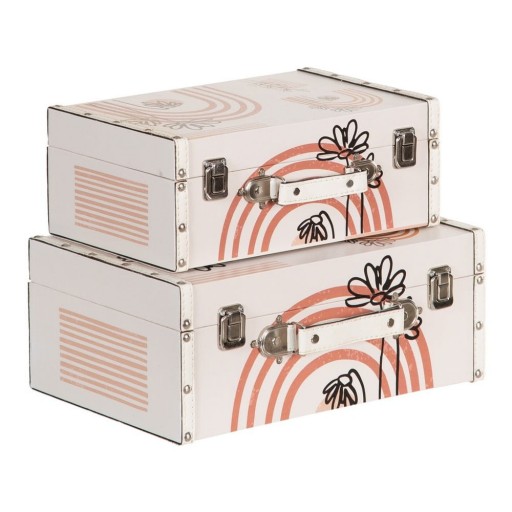 Cutii de depozitare crem 2 buc. decorative 34,5x24,5x14 cm Flowers – Ixia